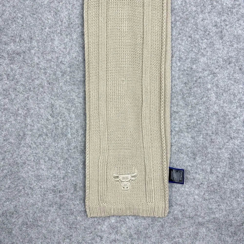 Chicago Bulls NBA Ultra Game Knit Scarf Tan Neutral Embroidered Logo Bull OSFM*